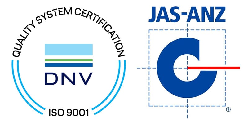 Accreditation Logos - DNV ISO 9001 & JAS-ANZ