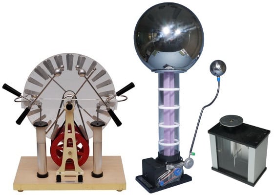Electrostatics Collage - Van de Graaff generator, electroscope and Wimshurst Machine