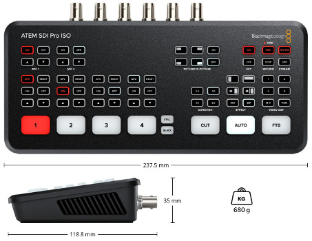 ATEM SDI Pro ISO Dimensions