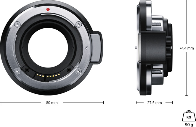 Blackmagic URSA Mini Pro EF Mount Dimension jpg