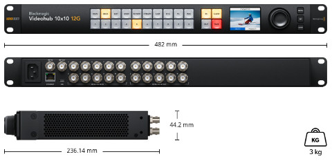 Blackmagic Videohub 10x10 12G - Dimensions