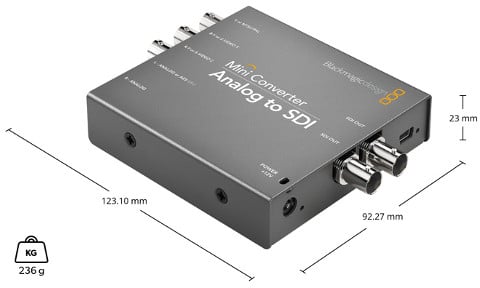 Mini Converter Analog to SDI dimensions