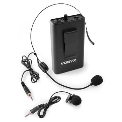 Vonyx Bodypack Microphone with Headset and Lapel