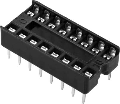 Photo of a 16 pin IC socket.