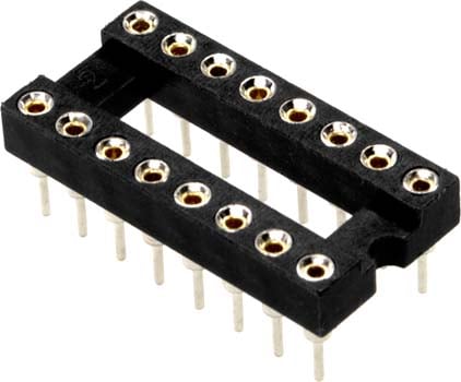 Photo of a 16 pin machine IC socket.