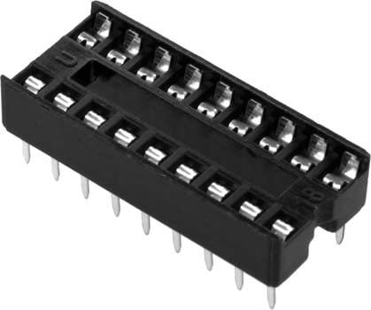 Photo of an 18 pin IC socket.