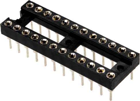 Photo of a 24 pin machine IC socket with 0.3 inch spacing.