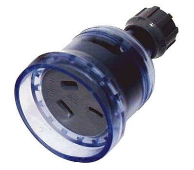 Photo of a 240VAC mains line socket.