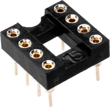 Photo of an 8 pin machine IC socket.