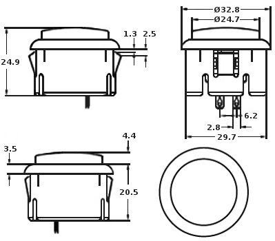 Arcade Button DImensions