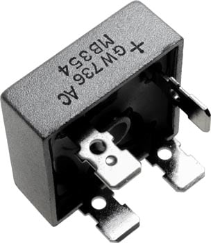 Photo of a 35A 400V bridge rectifier case.