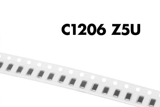 Photo of a reel of C1206 Z5U chip ceramic capacitors.