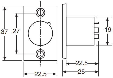 5 Pin Male Chassis Mount Dimension Drawing