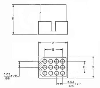  2.36mm Plug Housing Technical Drawing - Shows 12 Circuit