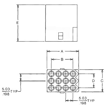 2.36mm Socket Housing Technical Drawing - Shows 12 Circuit