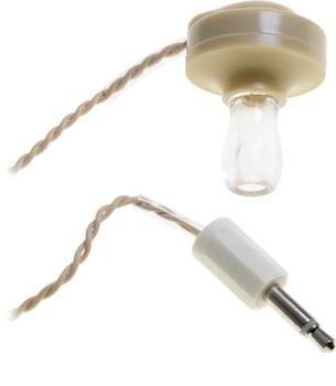 Photo of a crystal earpiece with a 3.5mm plug.