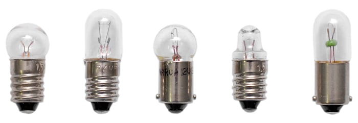 Group photo of various filament light globes.