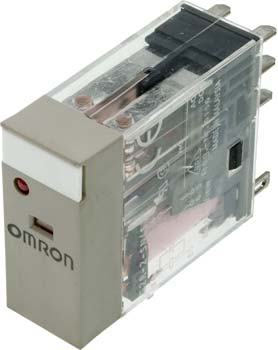 Photo of a G2R-2-SN coil DPDT relay with indicator.