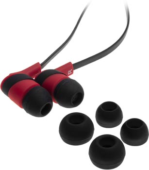 Photo of an in-ear stereo headset.
