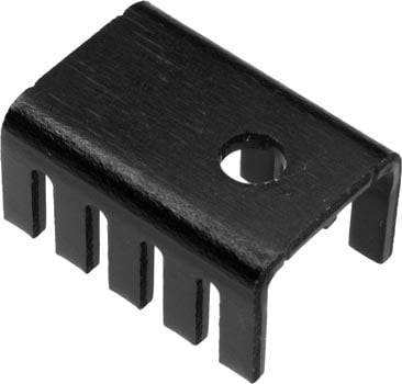 Photo of a small TO220 heatsink that is 13mm wide.