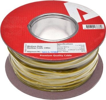 Hookup Wire Medium Duty Yellow 100m