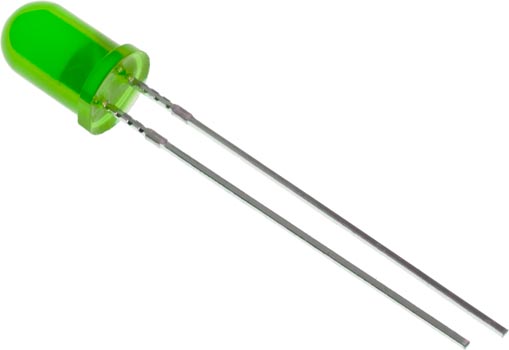 Photo of a 5mm green LED.