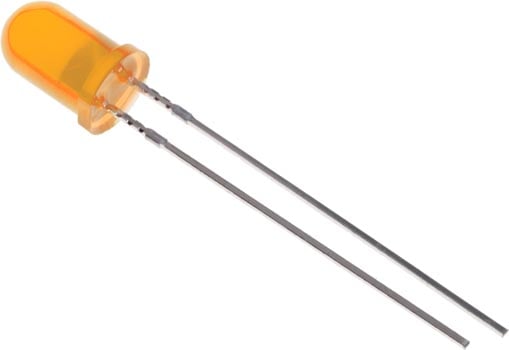 Photo of a 5mm orange LED.