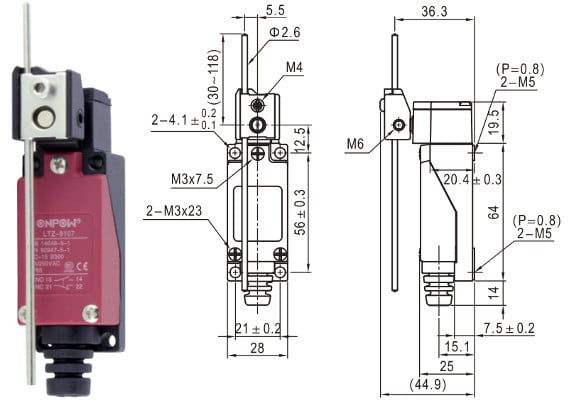 Limit Switch Adjustable Rod Length Type 8107