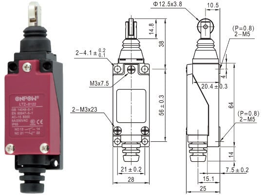 Limit Switch Cross Roller Plunger Type 8122