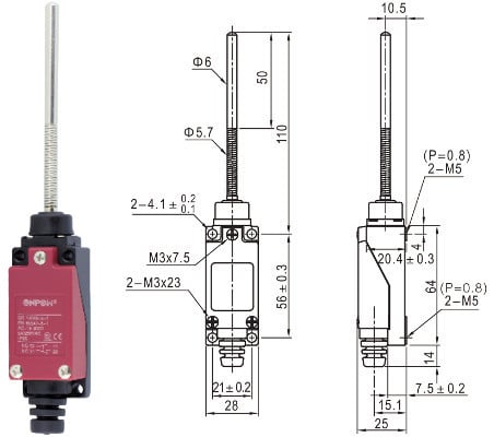 Limit Switch Spring Hard Rod Type 8168