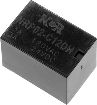 Photo of a micro 12VDC SPDT PCB relay.