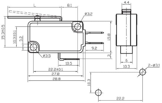 Micro Switch 38mm Lever 16A - Diagram