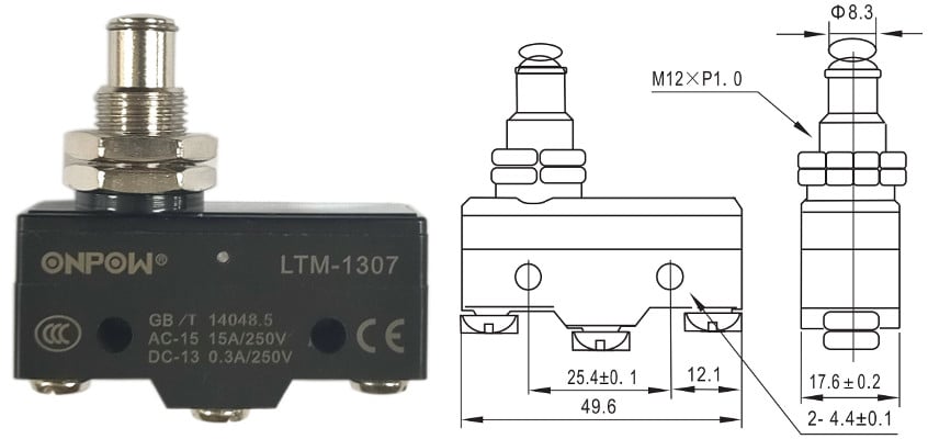 Micro Switch Plunger Long Button Type 1307