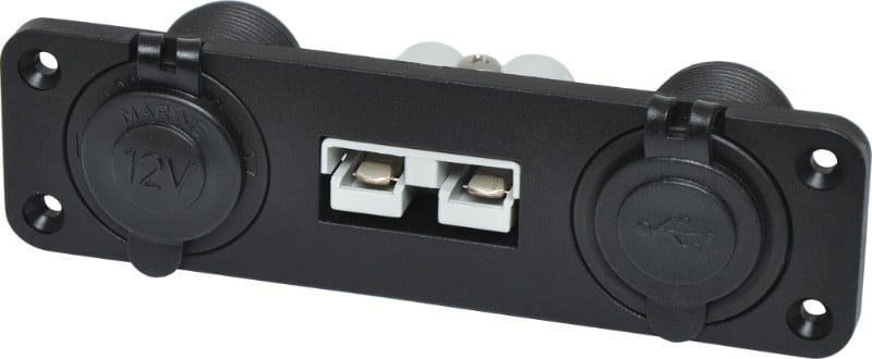 Panel Mount Anderson 50A Connector Dual USB and Cigarette Socket jpg