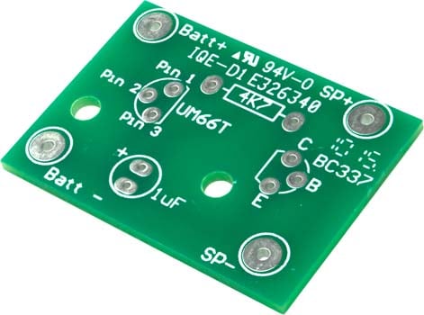 Photo of the top of a PCB to suit UM66T sound generator circuits.