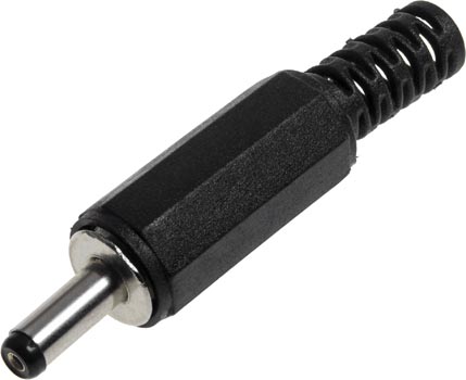 Photo of a 1.6mm pin DC line plug.