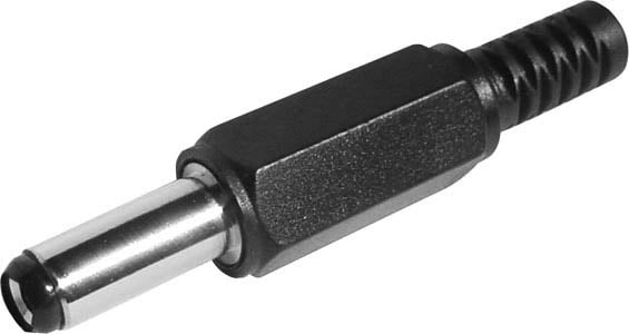 Photo of a 2.1mm pin DC line plug with a long shaft.