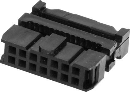 Photo of a 3001-14PY FRC plug with strain relief, taken from a low angle.