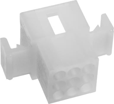 Photo of a 9 pin M1625-9P plug housing.