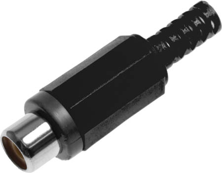 Photo of a black RCA line socket.