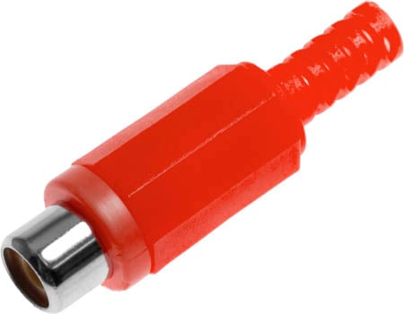 Photo of a red RCA line socket.