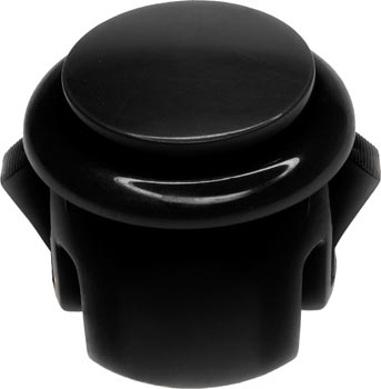 Photo of a 30mm diameter black arcade push button switch.