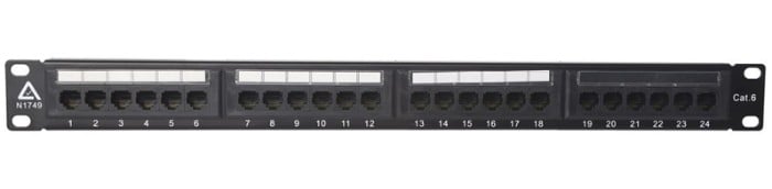 VIP Vision 24 Port CAT6 Patch Panel for Data Cabinets (1U) jpg