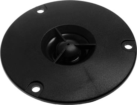 Photo of a screened dome tweeter speaker.