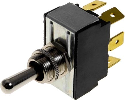 Photo of a 15A double pole double throw (DPDT) on-off-on toggle switch.