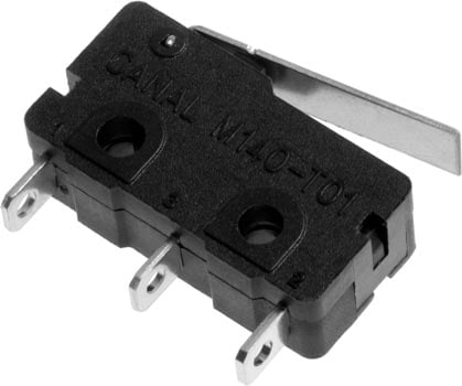 Photo of a micro sub-mini switch with a lever.