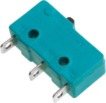 Photo of a sub-mini micro switch with a pin actuator.