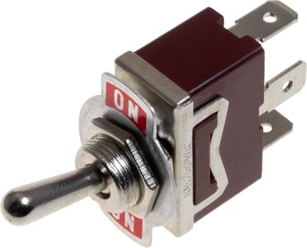 Photo of a 10A single pole double throw (SPDT) on-on toggle switch.