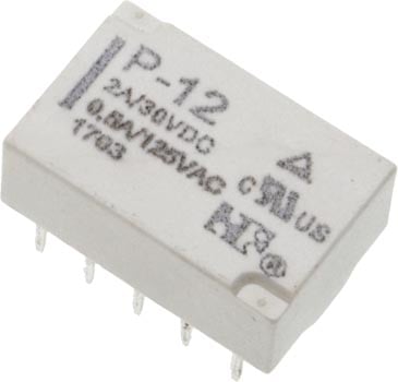 Photo of a telecom 1A DPDT PCB relay that is 12VDC.