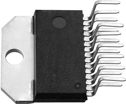 Photo of a TO-220 package with 15 pins.
